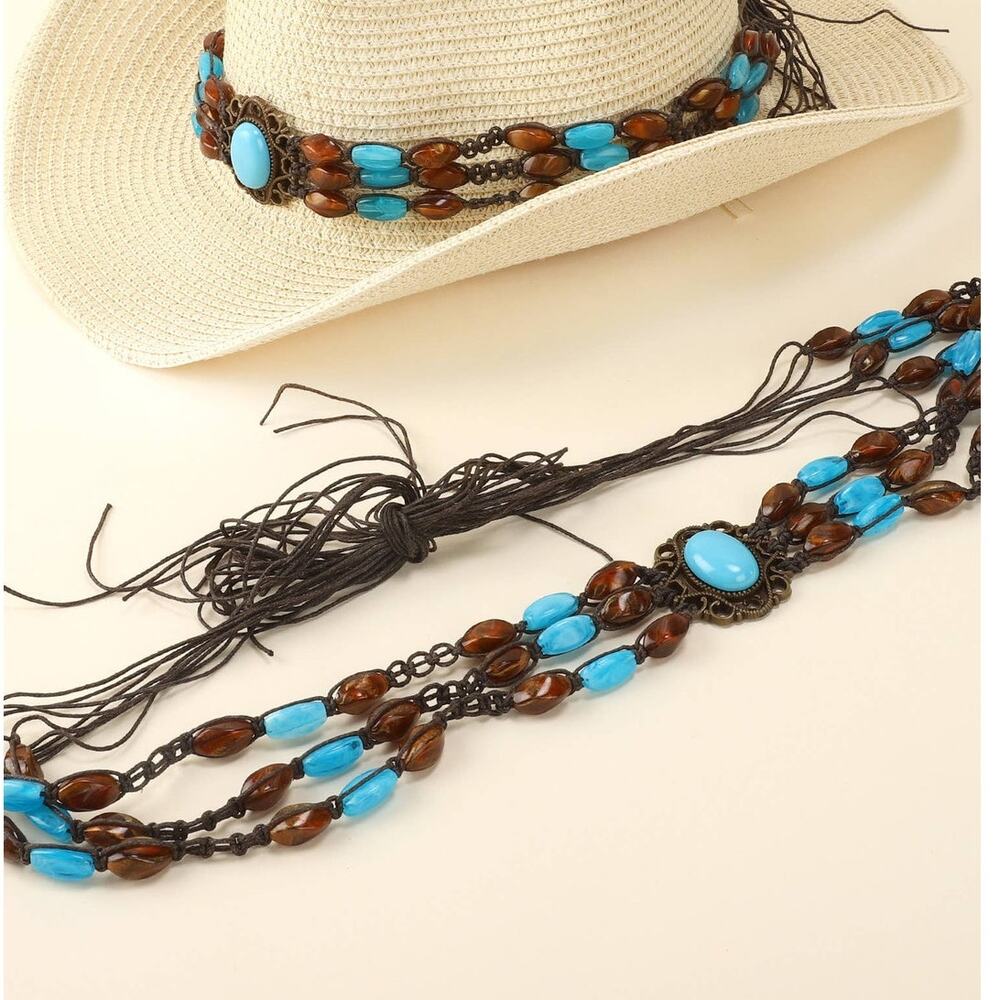 Turquoise Concho Beaded Hat Band Western